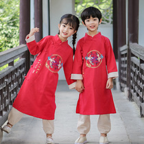 Childrens wardrobes retro boy Han clothes ancient clothes Spring autumn season baby age clothes Chinese wind gown girls long shirt