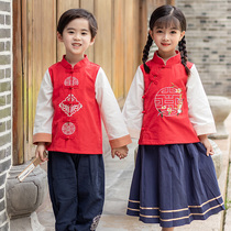 Children Handwear Chinese Wind to Serve Boy Dons older siblings Dress Baby Girls Gown Girls Ancient dress Skirt Autumn