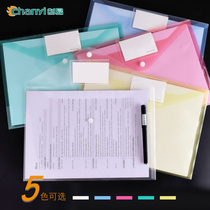 10 Chuangyi a4 file bags with label insert bag storage bag A4 transparent button bag plastic file bag Office information briefcase student test paper sorting bag 5 color optional wholesale