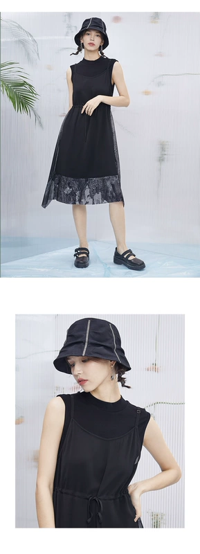 MSEcho thương hiệu mới mùa hè thời trang phụ nữ kết hợp tất cả các kết hợp in khâu váy không tay BB21201B - Sản phẩm HOT