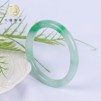 Big Jubilee Burmese natural Jade a jade waxy ice fine round green flower bracelet children Taobao live
