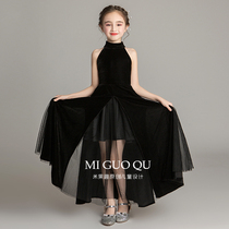 Black girl evening dress high-end summer catwalk children princess dress foreign piano performance host dress dress summer