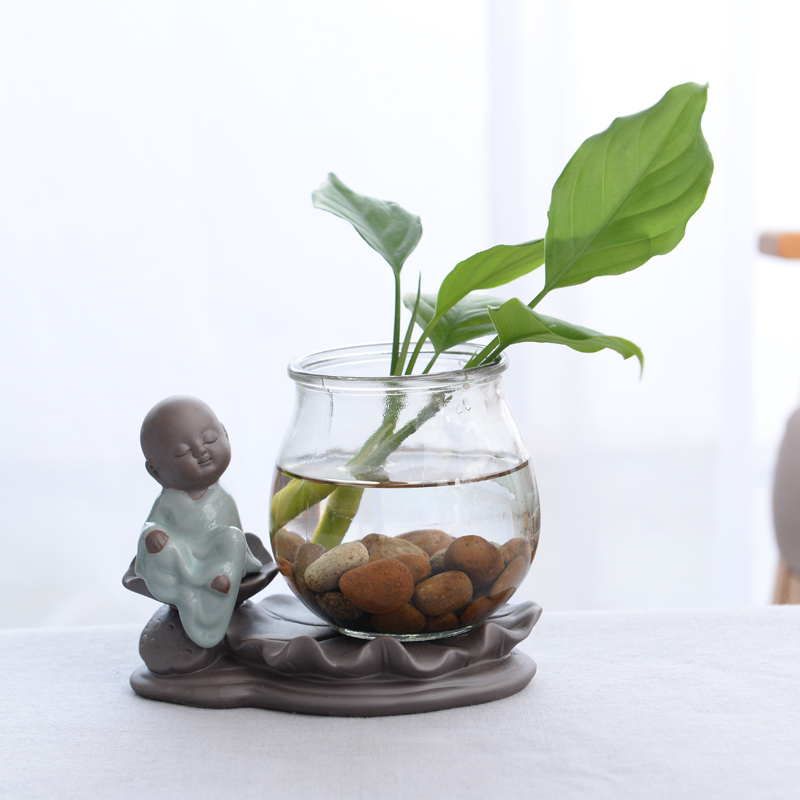 Water have other ceramic flower pot glass vase monk zen furnishing articles white palm lucky bamboo grass cooper hydroponic container