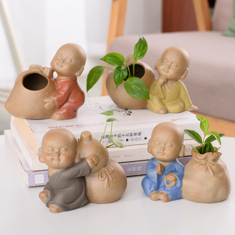 Hydroponic copper grass flower POTS zen monk Hydroponic other desktop furnishing articles dried flowers, the young monk goody bag vases, pottery and porcelain