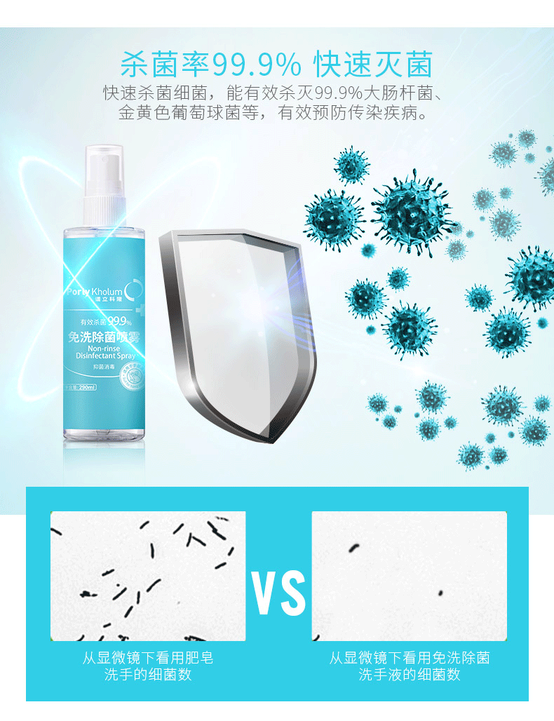 pk谱立科隆免洗手除菌喷雾290ml 有效抑菌消毒家庭护理免洗清洁_全网