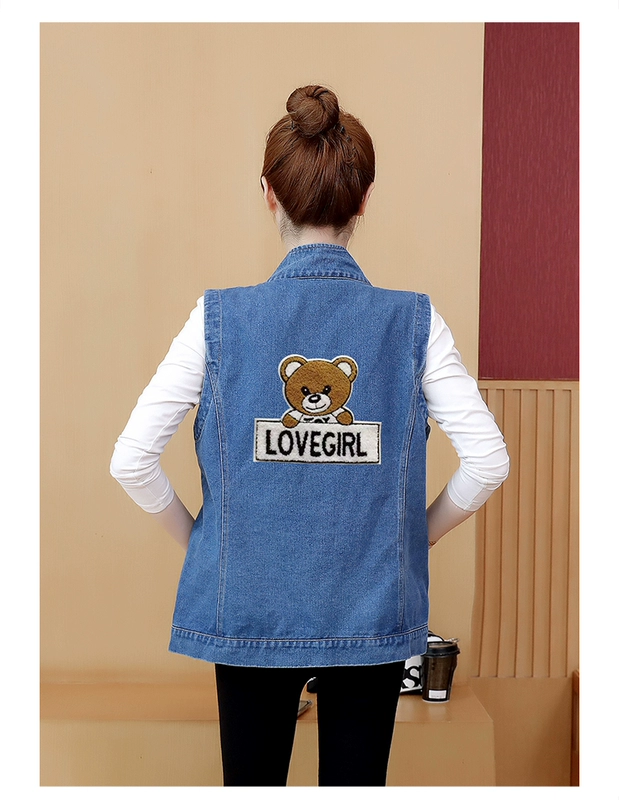 Denim vest nữ phiên bản hàn quốc lỏng lẻo 2021 new plus size của phụ nữ giản dị tất cả các kết hợp áo khoác không tay khoác bên ngoài xu hướng vest - Áo vest