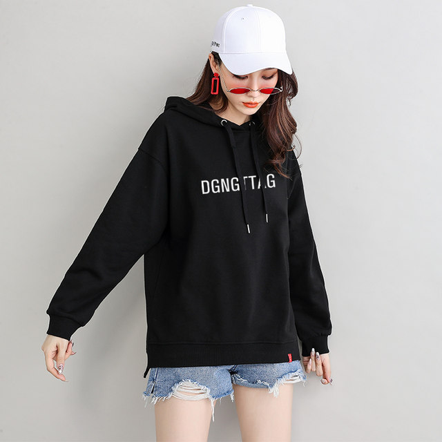 White sweater women's spring and autumn thin section 2020 new tide Korean version of loose mid-length asymmetric hooded ins shirt White sweater women's spring and autumn thin section 2020 new tide Korean version of loose mid-length asymmetric hooded ins shirt