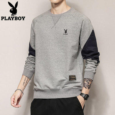 Playboy sweater men's autumn and winter new round neck ins trend loose casual plus velvet thick men's shirt Playboy sweater men's autumn and winter new round neck ins trend loose casual plus velvet thick men's shirt
