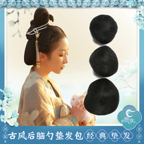 Spring Autumn Wig Pure Hair Silk Cushion Serve Back Brain Spoon Hairspoon Hair Bag Ancient Wind Beating Bottom Soft Serve Can Knead Ancient Clothing Hanfu Bag