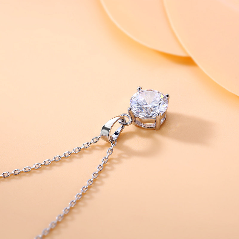 海漾水晶锆石简约吊坠单颗镶晶钻吊坠女气质时尚超闪网红锁骨项链