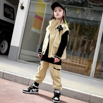 Childrens hip-hop fashion suits autumn clothes girls fried street hip-hop style workwear vest boys foreign style hip-hop clothes