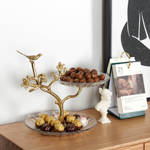 Brass Light Lavish Fruit Tray European-style Small Bird Pendulum TEA TABLE CONTAINING DECORATIONS HOME WITH REFRESHMENTS CANDY MULTILAYER DRY FRUIT TRAY