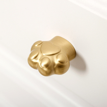 Light Luxurious Cat Paw Handle Cartoon Creativity Childrens Closet Drawers Wardrobe Door Brass animals Single-hole small handle