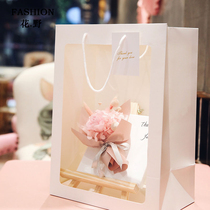 Flower Wild Mothers Day Transparent Window Tote Bag Flower Bouquet Packaging Gift Open Window Handbox Flower Shop Supplies