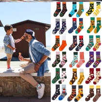 Mens personality mens AB fun socks womens stockings ins tide work Mandarin duck graffiti adult color