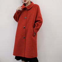 New 2021 double-sided Ni wool coat mid-length Korean version of woolen cashmere jacket women loose Sydney lantern sleeves