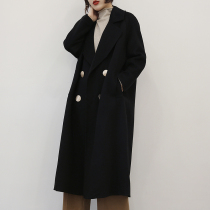 Double-sided velvet ni wool coat womens 2021 Korean version of the new waitmore coat popular large size medium and long section