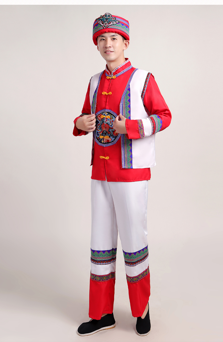 新款民族服装男士壮族纳西族瑶族少数民族刺绣演出服苗族舞蹈服装