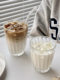 INS Ice American Latte Coffee Cup 간단한 패션 절묘한 고급 고급 수직 스트라이프 유리 가정용 컵 INS Ice American Latte Coffee Cup 간단한 패션 절묘한 고급 고급 수직 스트라이프 유리 가정용 컵