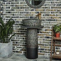 Edge painting integrated column basin outdoor pool bathroom floor-to-ceiling wash basin balcony column type art washbasin