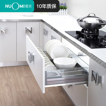 Normira basket Kitchen cabinet Tempered glass seasoning rack Aluminum alloy damping drawer type flat dish basket