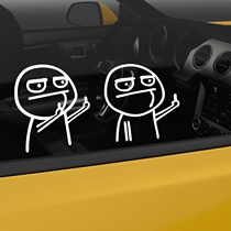 Disdain the high beam outbreak cartoon car stickers turn off the high beam car stickers funny modified car middle finger stickers pull flowers