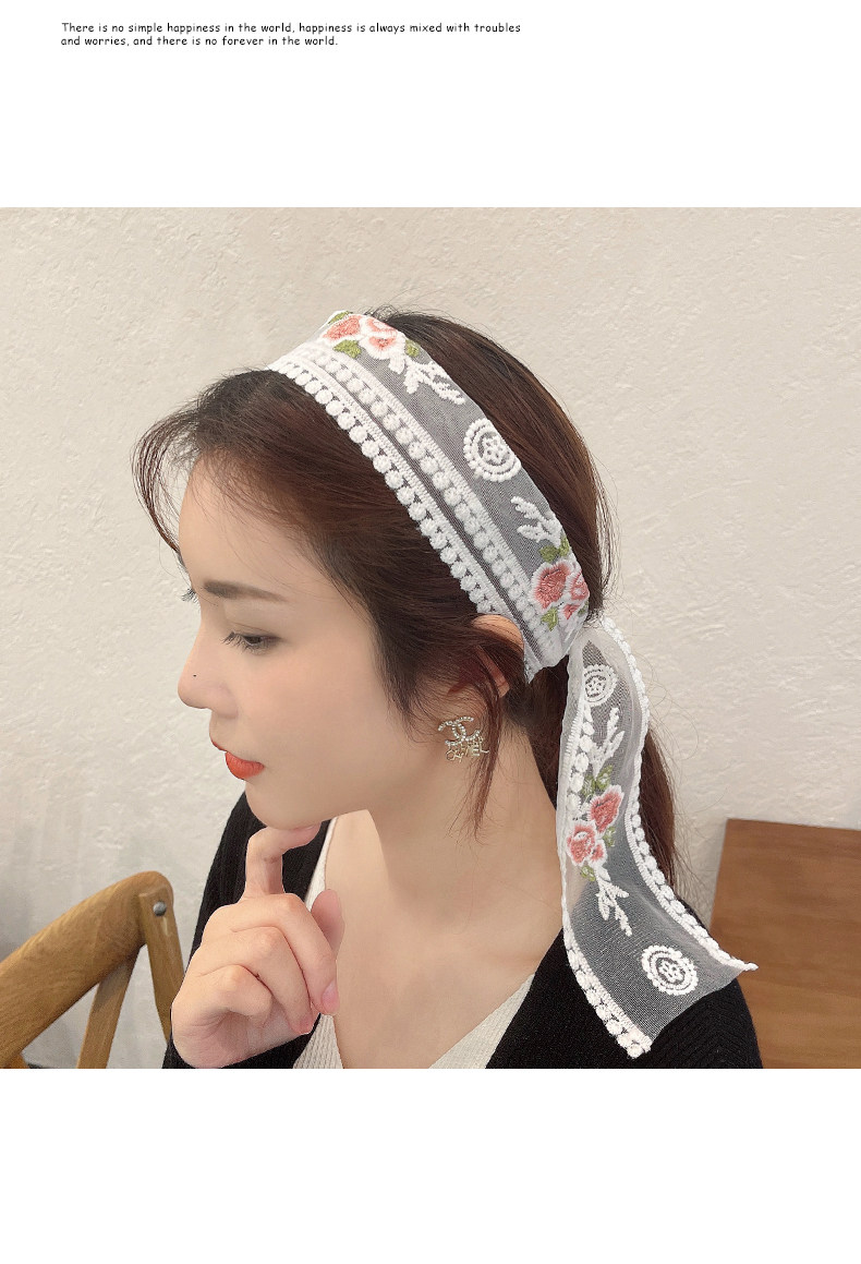 日系发带女绑发长款飘带束发带夏温柔蕾丝网纱小长条发圈头绳韩国