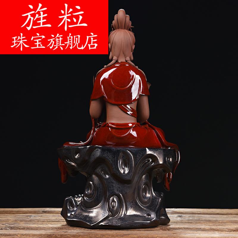 Bm dehua ceramic handicraft sitting room porch zen furnishing articles by rock with lotus guanyin H05-04 a