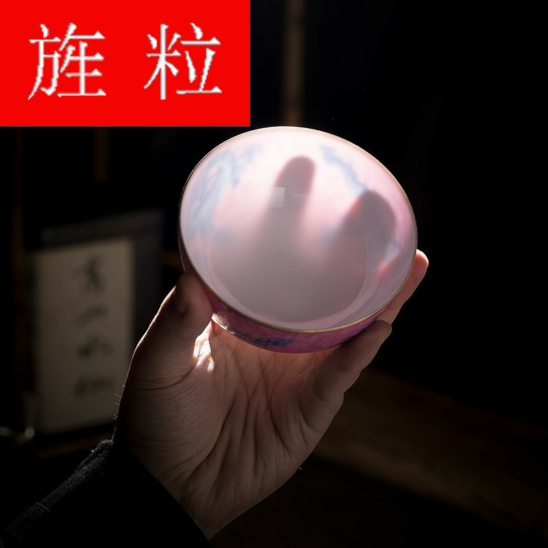 Continuous grain of a zen tea things jingdezhen pure hand - made copy of clear acting palace carmine on flower color bucket sample tea cup
