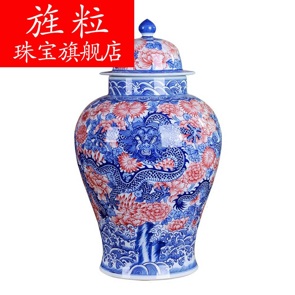 Q8 jingdezhen ceramic furnishing articles hand - made youligong in extremely good fortune general blue and white porcelain jar of large modern Chinese style dress