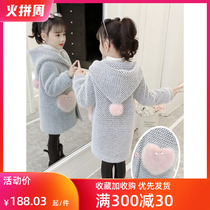 Girls coat autumn and winter clothes new childrens foreign gas imitation mink wool cotton fashionable middle and big childrens woolen coat tide