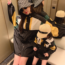 2021 Autumn Winter childrens clothing parent-child clothing windbreaker color pattern fashion medium long overwear style coat girl jacket