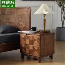 Nordic Light Lavish Black Walnuts Wood Bed Head Cabinet Bedroom Lockers Modern Minima Square Side Cabinet Customised Headboard Storage Cabinet