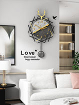 Light luxury clock wall clock living room home creative Nordic modern simple mute atmospheric wall Net red hanging watch clock