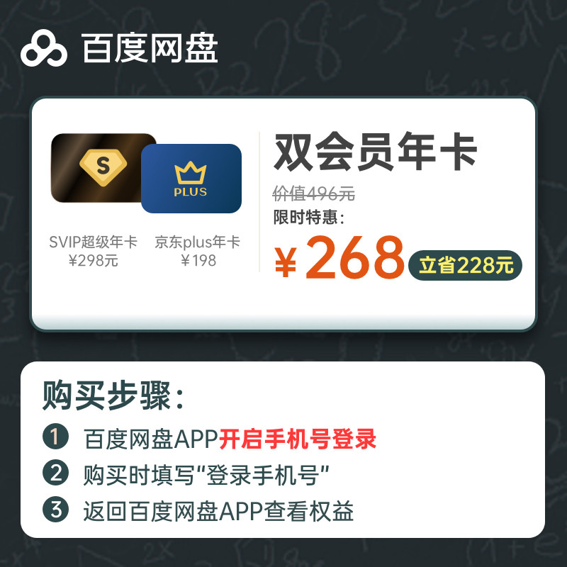 历史新低百度网盘svip超级会员京东plus会员12个月双会员年卡