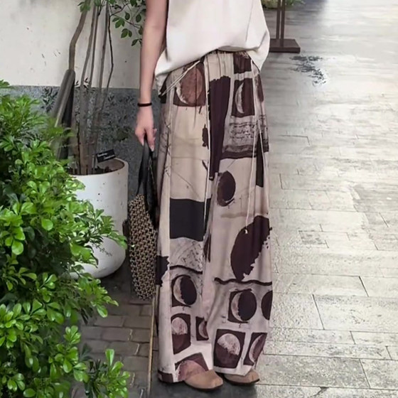 Retro loose printed wide-leg pants for women 2025 summer thin style slim fit simple commuting versatile straight pants
Retro loose printed wide-leg pants for women 2025 summer thin style slim fit simple commuting versatile straight pants