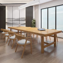 Industrial style solid wood conference table long table desk simple modern long table large training negotiation table and chair combination