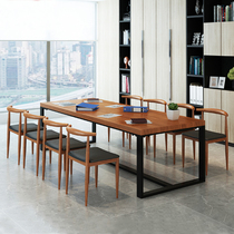 Large solid wood conference table long table simple modern staff desk conference room reception negotiation table and chair combination