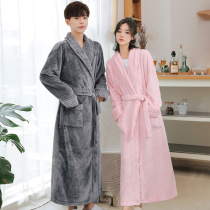 Coral Velvet Roof Woman Fall and Winter Thickening Men Couple Bathrobe Couple Flag Winter Pajamas