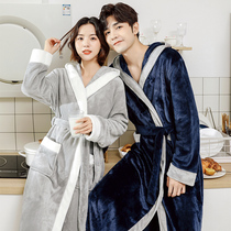 Sleepgown female autumn winter long thicker couple style coral velvet plug bathrobe flannel mans pajamas