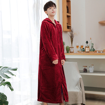 Mens Coral Velvet 2021 new sleepdress thickness dress for mens winter flannel flannel winter
