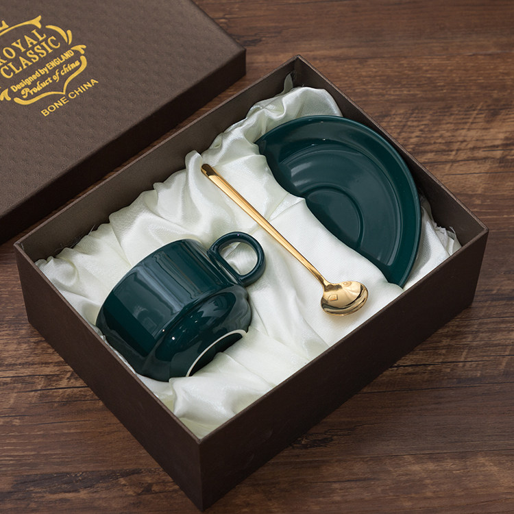 ceramic coffee cup and dish sending spoon european style small luxury simple home afternoon tea cup elegant light luxury set gift