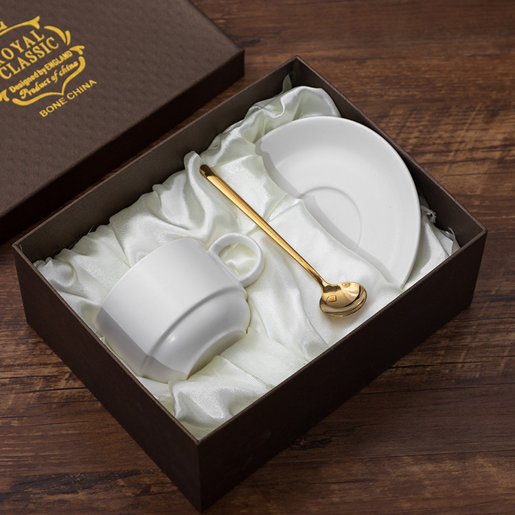 ceramic coffee cup and dish sending spoon european style small luxury simple home afternoon tea cup elegant light luxury set gift
