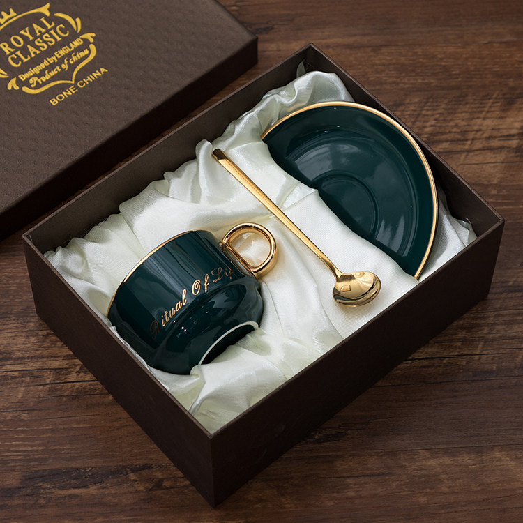 ceramic coffee cup and dish sending spoon european style small luxury simple home afternoon tea cup elegant light luxury set gift