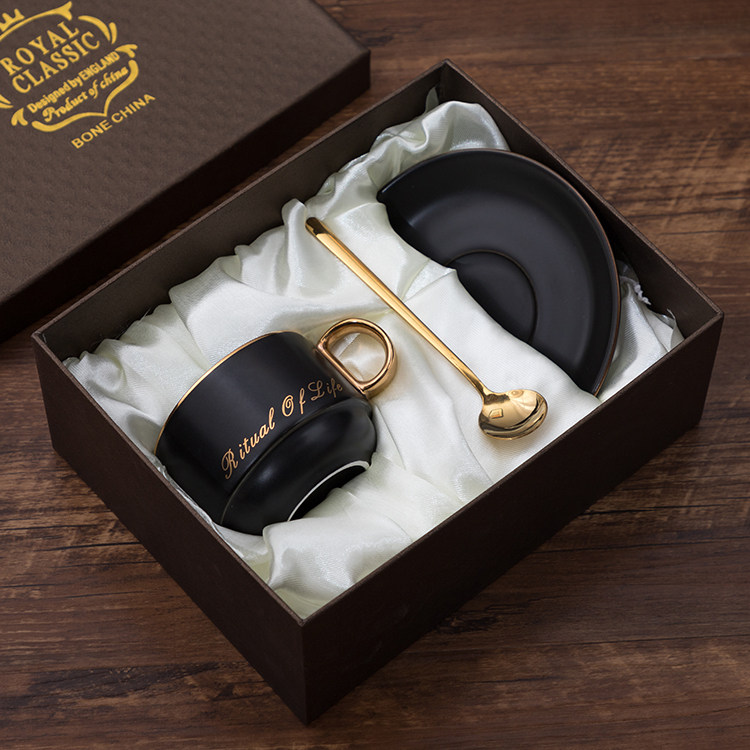 ceramic coffee cup and dish sending spoon european style small luxury simple home afternoon tea cup elegant light luxury set gift