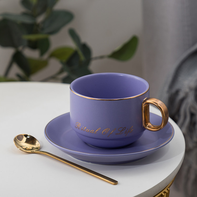 ceramic coffee cup and dish sending spoon european style small luxury simple home afternoon tea cup elegant light luxury set gift