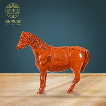 Huali wood carved horse ornaments zodiac horse Zhaocai Nafu living room decorations creative home bedroom office crafts