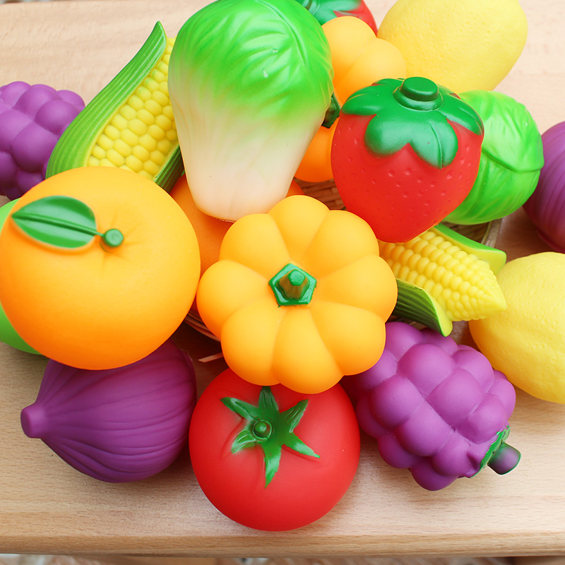 Kindergarten vegetable and fruit model Children's color cognition early education toys matching toys Soft glue fruit and vegetable dishes