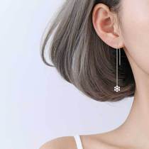 Sterling silver snowflake ear line Simple temperament ear line Female stream Su ear chain long ear pierced face thin ear line ear ornaments