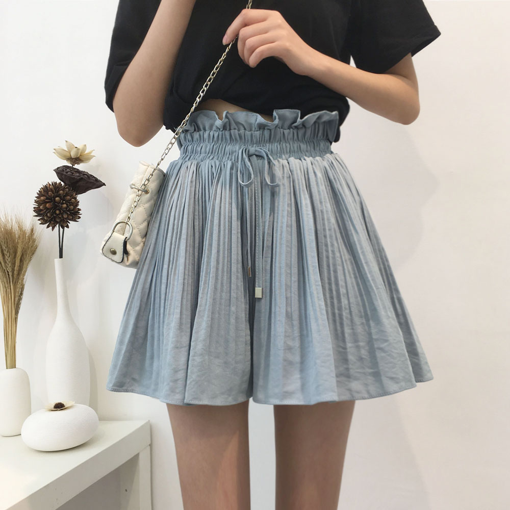 百褶裙蓬蓬裤裙阔腿大码高腰花苞新款夏季2020半身裙